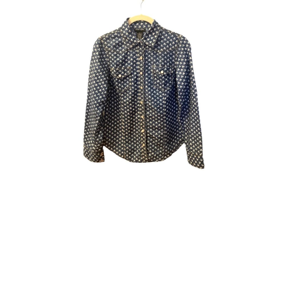 Cotton Express Navy Blue Button Down with Skulls